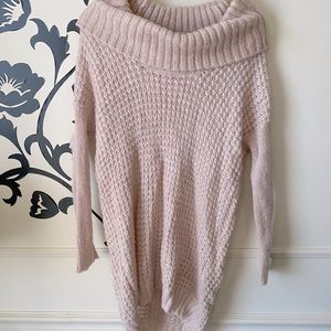 Off the Shoulder Rose Sweater Dress